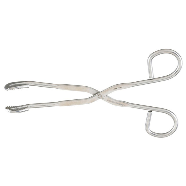 MILTEX Utility-Sterilizer Forceps, 10-3/4" (275mm), Curved, Serrated Jaws, Ring Handles. MPN: 3-26