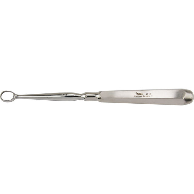MILTEX PIFFARD DERMAL Curette, 6-1/2" (164mm), oval, size 4: 10.5mm x 11.1mm (8.1mm inside diameter). MPN: 33-11