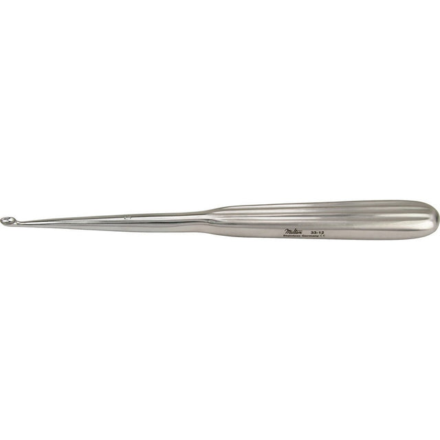 MILTEX Dermal Curette, 6-1/4" (160mm), oval spoon, size 0: 3.6mm x 5.6mm. MPN: 33-12