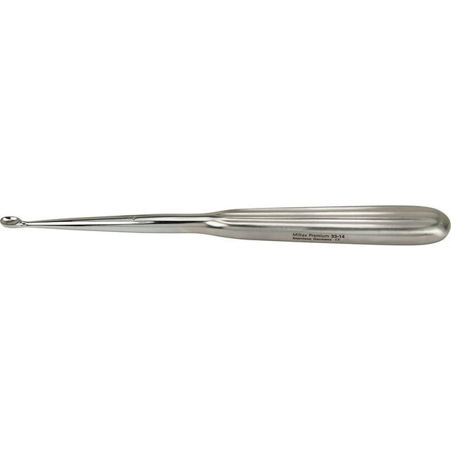 MILTEX Dermal Curette, 6-1/4" (160mm), oval spoon, size 2: 4.8mm x 7.6mm. MPN: 33-14
