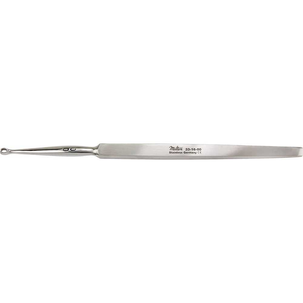 MILTEX PIFFARD DERMAL Curette, 5-5/8" (142mm), oval, size 00: 1.5mm x 2.4mm, narrow handle. MPN: 33-16-00