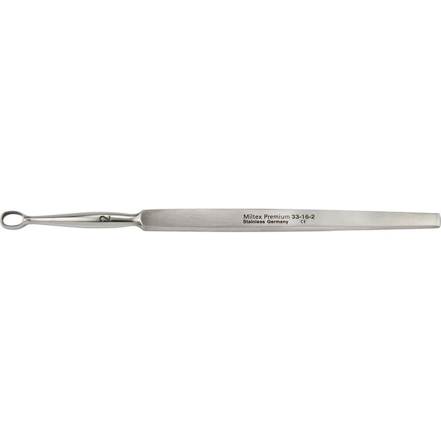 MILTEX PIFFARD DERMAL Curette, 5-5/8" (142mm), oval, size 2: 5mm x 6.7mm, narrow handle. MPN: 33-16-2
