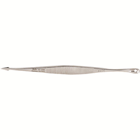 MILTEX SAALFELD Comedone Extractor, 4-1/4" (108mm), Double-Ended, Spoon End 4.6mm wide, Acne Lancet End 2.7mm wide. MPN: 33-206