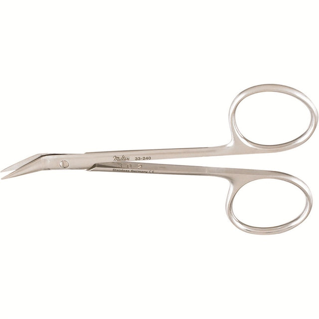 MILTEX BIRO Dermal Naevus Scissors, 4" (103mm), Angled Blades with Sharp Outside Edges. MPN: 33-240