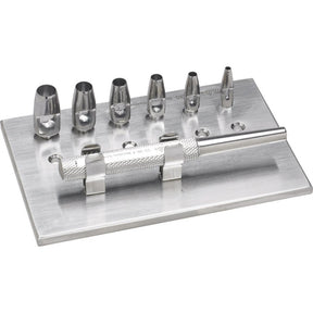 MILTEX KEYES Dermal Punch Set, 3-1/4" (83mm), Handle, 6 Punch Heads, Sizes 2, 3, 4, 5, 6, & 7 mm, and Rack. MPN: 33-30