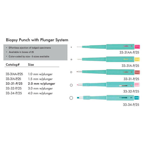 MILTEX Sterile Disposable Biopsy Punch with Plunger, 4mm diameter, 25/box. MPN: 33-34-P/25 - Image 2