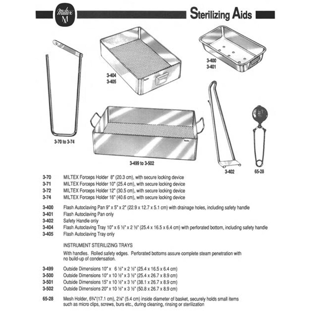 MILTEX Instrument Sterilizing Tray with Handles, 15" X 10-1/2" X 3-1/2" (381 X 266.7 X 88.9mm). MPN: 3-501 - Image 2