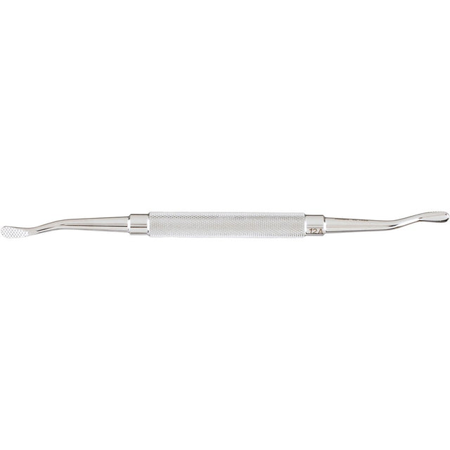 MILTEX HOWARD Bone File, 7" (180mm), no. 12A, double-ended, 5.3mm wide and 5.3mm wide, one end plain, other end cross serrated. MPN: 40-1382