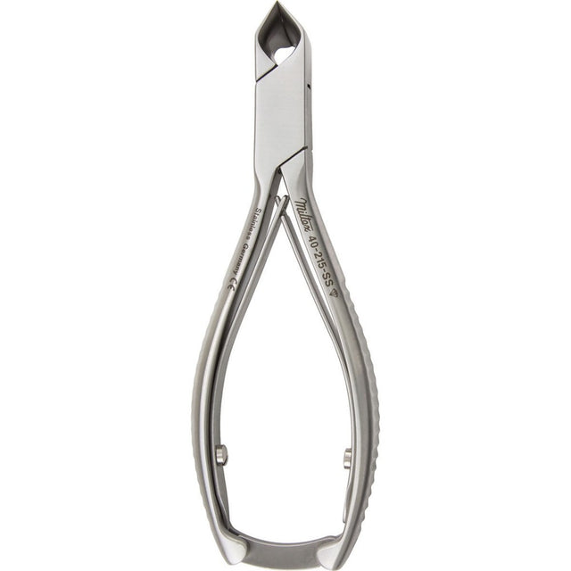 MILTEX Nail Nipper, 5-3/8" (135.5mm), angled concave jaws, double spring, stainless. MPN: 40-215-SS