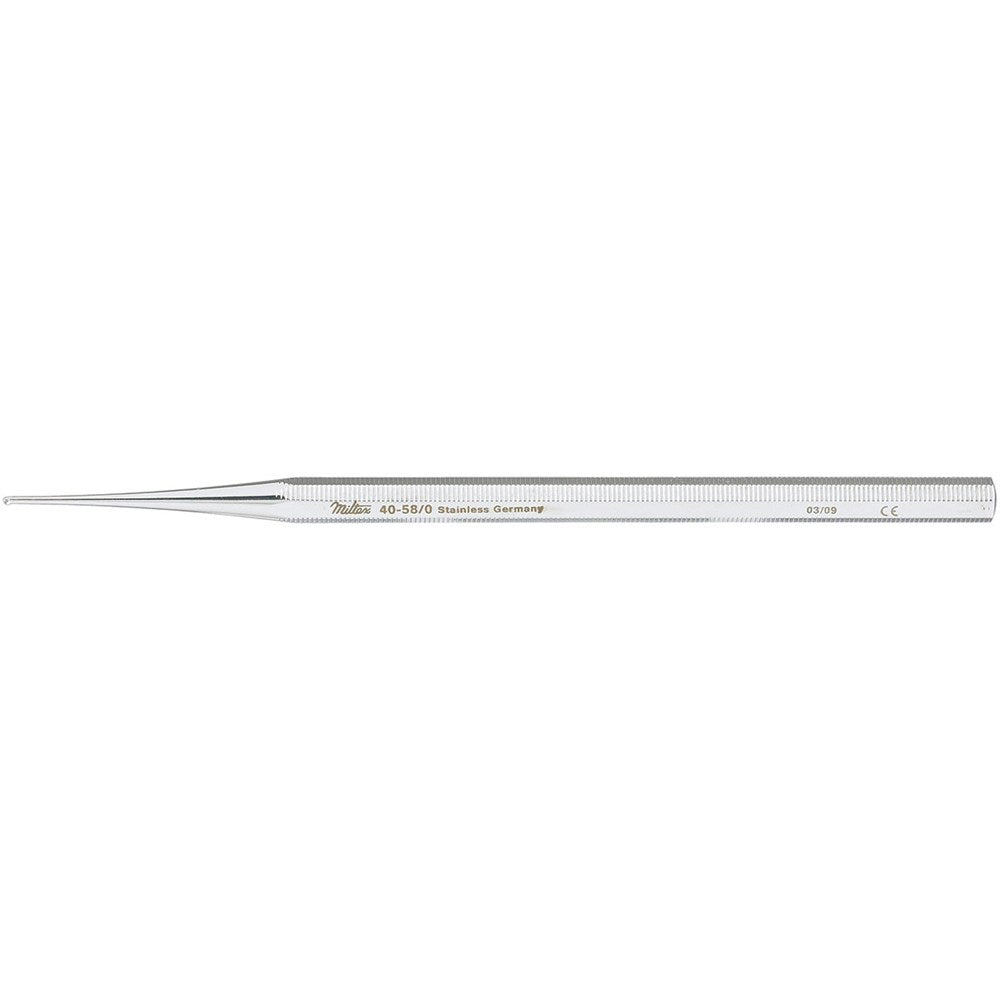 MILTEX Excavator Curette, 5" (127mm), Single-Ended, Extra Small, 1mm Diameter, with Hole. MPN: 40-58/0