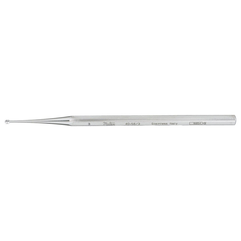 MILTEX Excavator Curette, 5" (127mm), Single-Ended, Large, 2.5mm Diameter, with Hole. MPN: 40-58/3