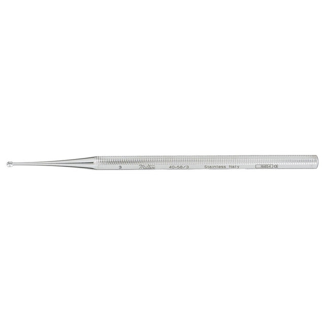 MILTEX Excavator Curette, 5" (127mm), Single-Ended, Large, 2.5mm Diameter, with Hole. MPN: 40-58/3