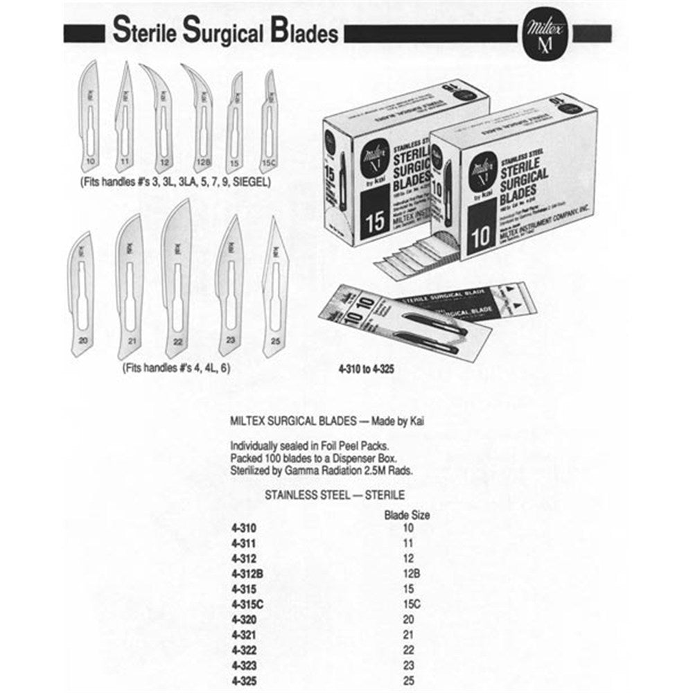 MILTEX Stainless Steel Sterile Surgical Blade no. 12, 100/box. MPN: 4-312 - Image 2