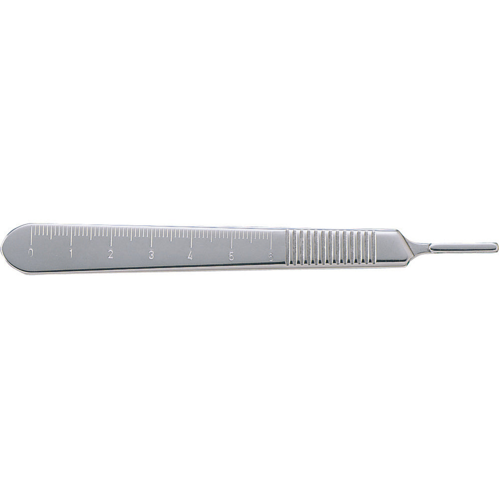 MILTEX no. 3 Scalpel Handle, 4-7/8" (125mm), Fits Blade Sizes 10, 11, 12, 12B, 15 & 15C, mm and cm Graduations, extra fine. MPN: 4-7