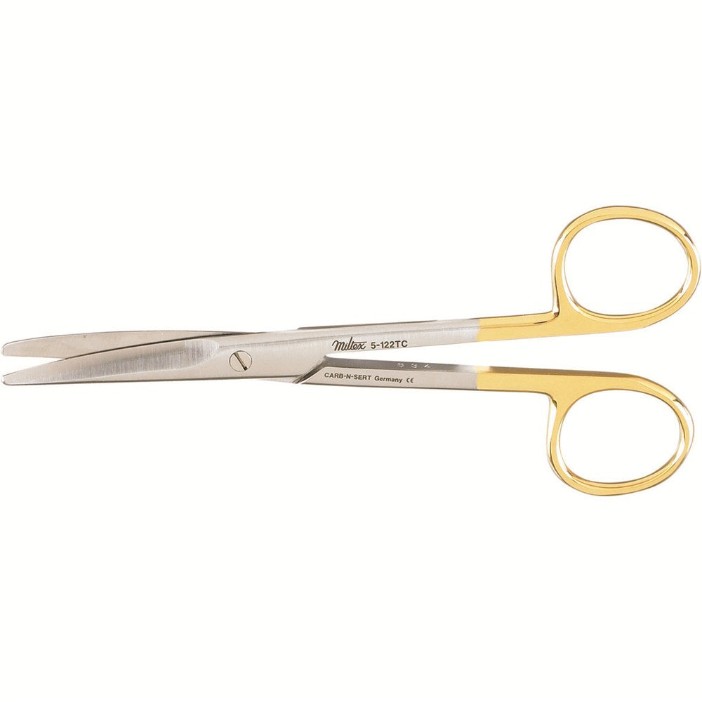 MILTEX MAYO Dissecting Scissors, 5-3/4" (145mm), Curved, Standard Beveled Blades, Carb-N-Sert. MPN: 5-122TC