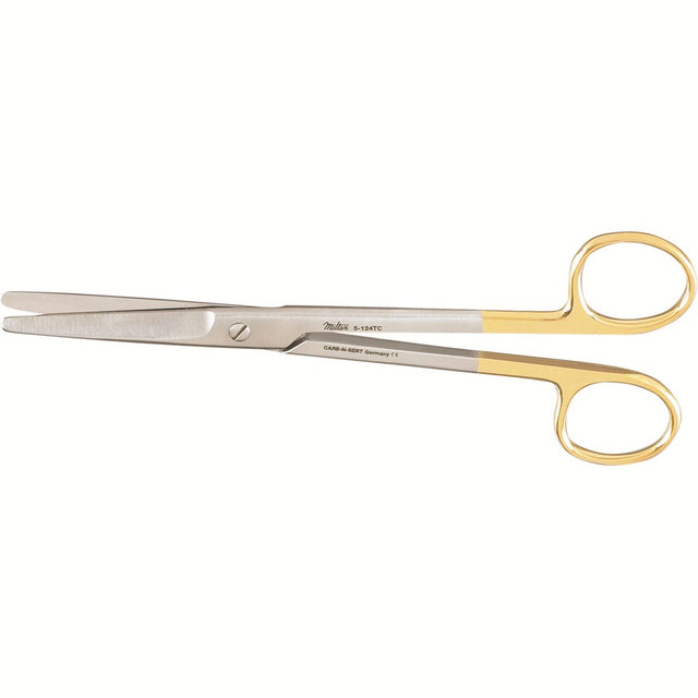 MILTEX MAYO Dissecting Scissors, 6-3/4" (172mm), Straight, Standard Beveled Blades, Carb-N-Sert. MPN: 5-124TC