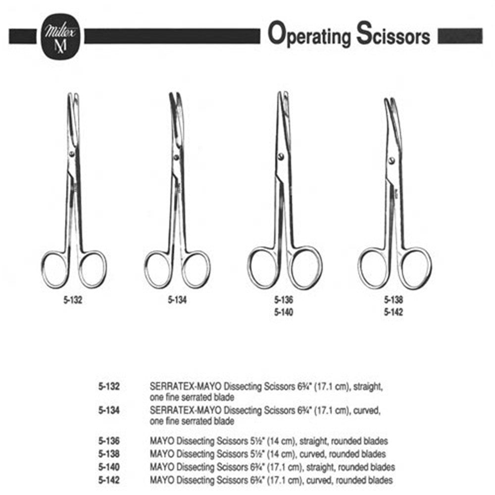 MILTEX MAYO Dissecting Scissors, 5-1/2" (14cm), straight, rounded blades. MPN: 5-136 - Image 2