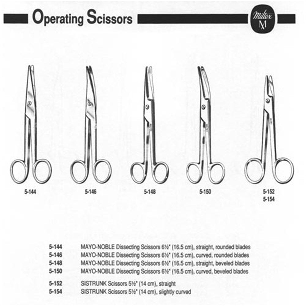 MILTEX MAYO-NOBLE Dissecting Scissors, 6-1/2" (164mm), curved, beveled blades. MPN: 5-150 - Image 2