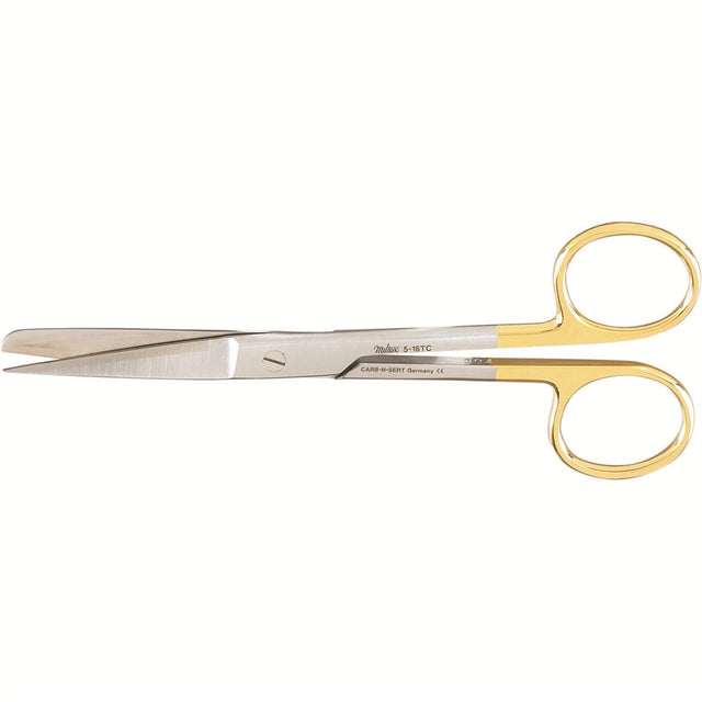MILTEX Standard Pattern Operating Scissors, straight, 5-1/2" (14cm), sharp-blunt points, Carb-N-Sert. MPN: 5-16TC