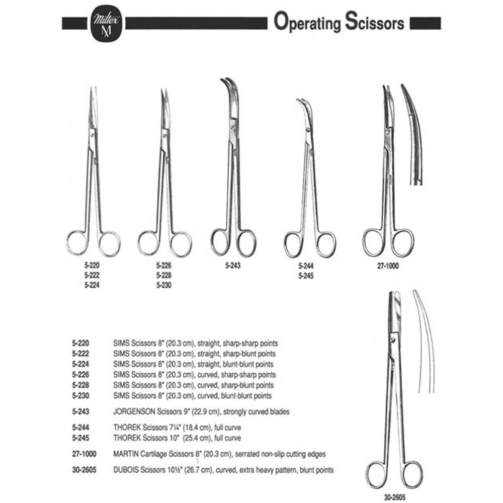MILTEX SIMS Uterine Scissors, 7-3/4" (200mm), straight, sharp-blunt points. MPN: 5-222 - Image 2