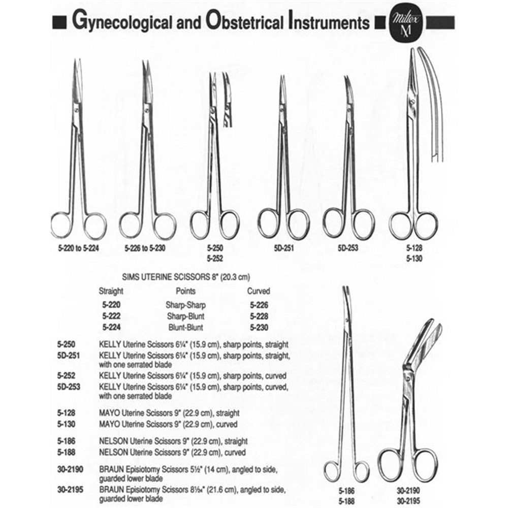 MILTEX SIMS Uterine Scissors, 7-3/4" (200mm), curved, blunt-blunt points. MPN: 5-230 - Image 3