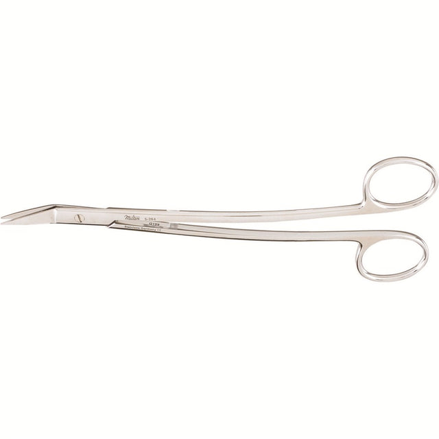 MILTEX DEAN Dissecting Scissors, 6-3/4" (170mm), Angled On Flat, One Serrated Blade. MPN: 5-264