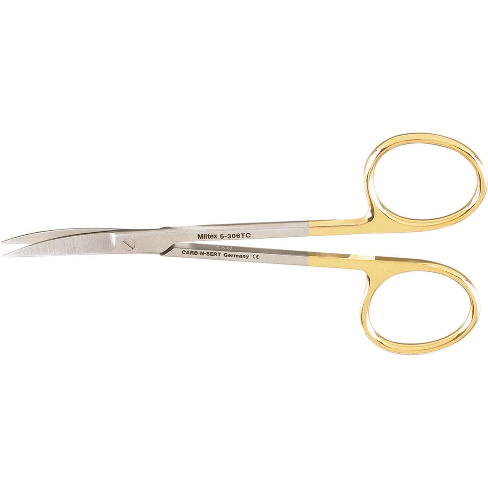 MILTEX IRIS Scissors, 4-1/2" (114mm), Tungsten Carbide, curved, fine, sharp points. MPN: 5-306TC