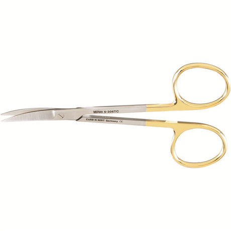 MILTEX IRIS Scissors, 4-1/2" (114mm), Tungsten Carbide, curved, fine, sharp points. MPN: 5-306TC