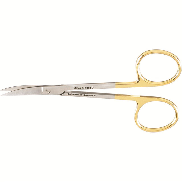 MILTEX IRIS Scissors, 4-1/2" (114mm), Tungsten Carbide, curved, fine, sharp points. MPN: 5-306TC