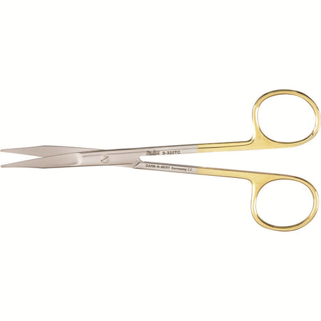 MILTEX GOLDMAN-FOX Wound Scissors 5" (128.5mm), Tungsten Carbide, curved tips, one serrated blade. MPN: 5-320TC
