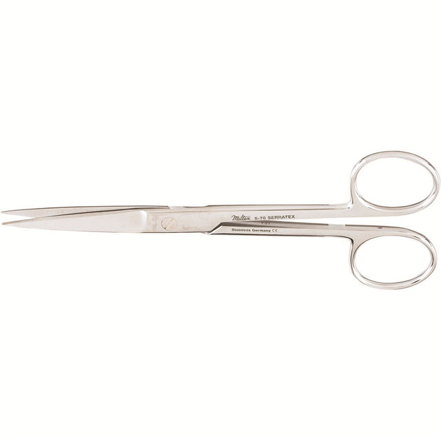 MILTEX Standard Pattern Serratex Operating Scissors, straight, 5-1/2", one serrated edge, sharp-sharp points. MPN: 5-70