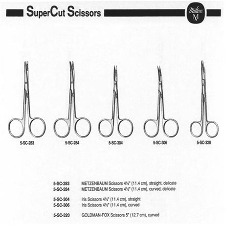 MILTEX METZENBAUM Scissors, 4-1/2" (115mm), SuperCut, straight, delicate, one serrated blade. MPN: 5-SC-283 - Image 2
