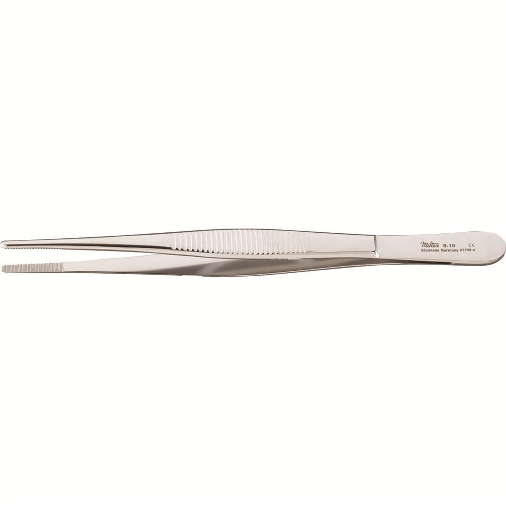 MILTEX Dressing Forceps, standard pattern serrated handles, 6" (154mm), serrated tips. MPN: 6-10