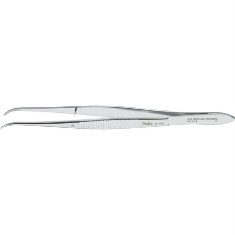MILTEX Dressing Forceps, 5" (127mm), Curved, Serrated, Narrow Tips. MPN: 6-100