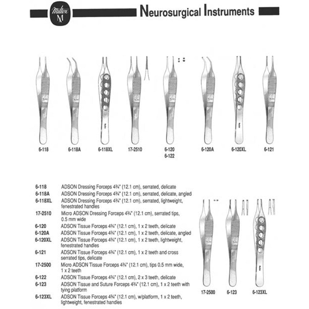 MILTEX ADSON Dressing Forceps, 4-3/4" (119.5mm), fenestrated handles. MPN: 6-118XL - Image 5