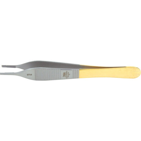 MILTEX BROWN-ADSON Tissue Forceps, 4-3/4" (122mm), Tungsten Carbide, 7 x 7 grasping teeth, Cross Serrated Tying Platform. MPN: 6-124TC