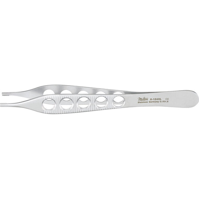 MILTEX BROWN-ADSON Tissue Forceps, 4-7/8" (123mm), 7 x 7 side grasping teeth, lightweight fenestrated handles. MPN: 6-124XL