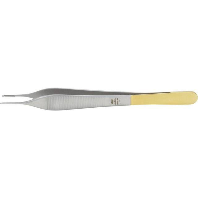 MILTEX ADSON Tissue & Suture Forceps, 6" (151mm), Tungsten Carbide, 1x2 teeth, with cross serrated tying platform. MPN: 6-130TC