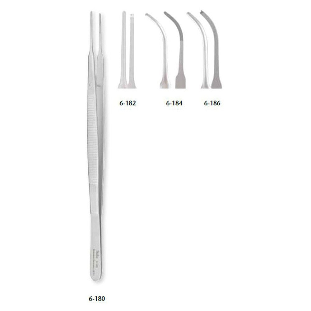 MILTEX GERALD Tissue Forceps, 7" (176mm), curved, 1 x 2 teeth. MPN: 6-186