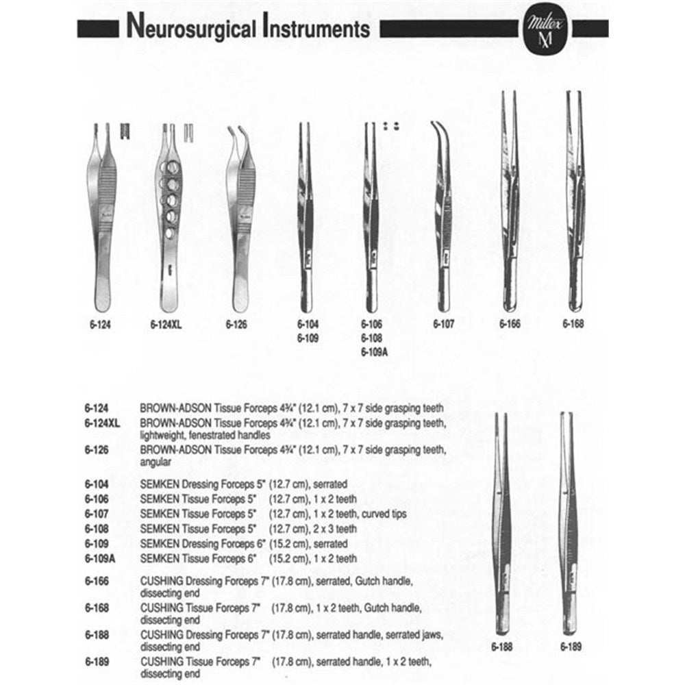 MILTEX CUSHING Tissue Forceps, 6-3/4" (171.5mm), 1 x 2 Teeth, Scraper End. MPN: 6-189 - Image 3