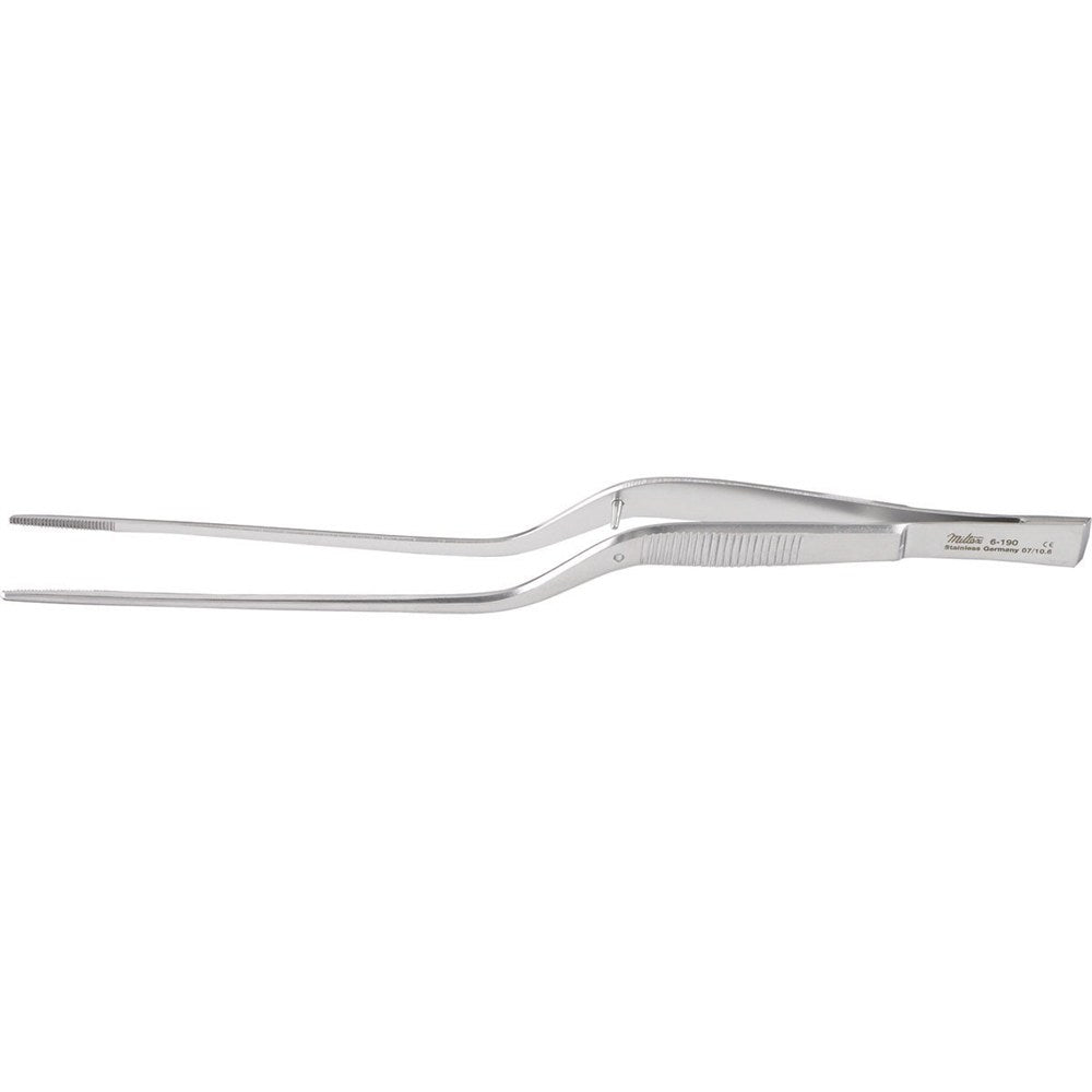MILTEX CUSHING Dressing Forceps, 7-1/4" (183mm), Bayonet, Serrated, Scraper End. MPN: 6-190