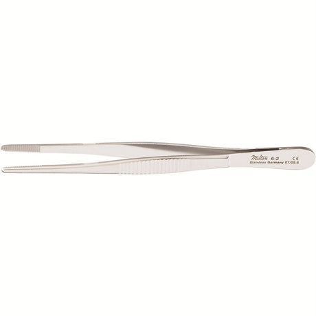 MILTEX Dressing Forceps, standard pattern serrated handles, 4-1/8" (105mm), serrated tips. MPN: 6-2