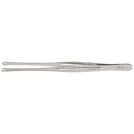 MILTEX MAYO RUSSIAN Tissue Forceps, 9" (228mm), fenestrated jaws, slotted grooved handles. MPN: 6-210