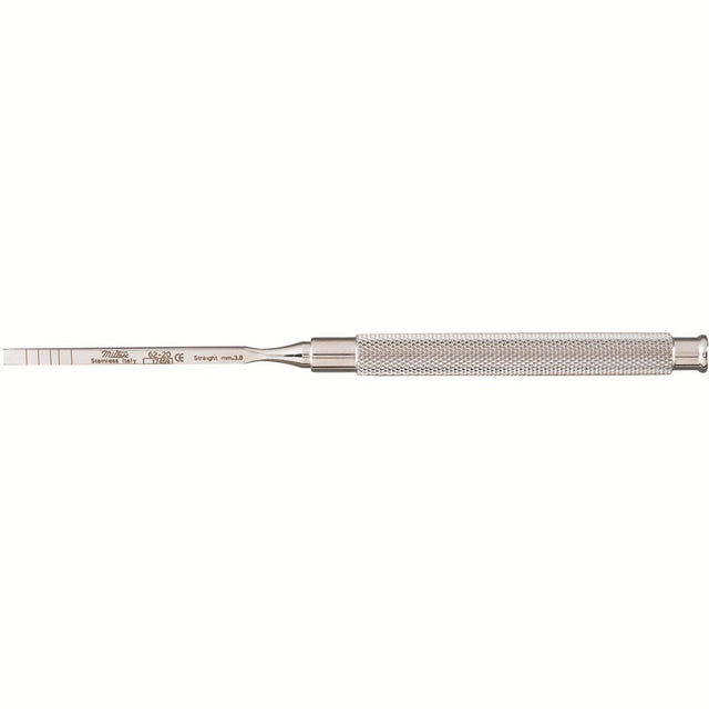 MILTEX Graduated Chisel, (7-10-13-15-18 mm markings), Straight, Length= 7" (178 mm), Width= 3.8 mm. MPN: 62-20