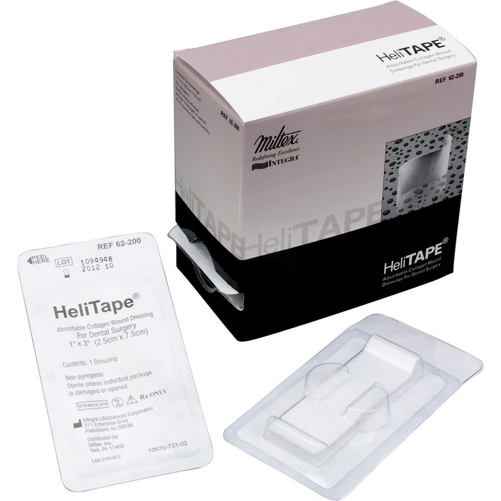 INTEGRA HeliTAPE Absorbable Collagen Wound Dressing for Dental Surgery, 1" x 3" (2.5 cm x 7.5 cm). MPN: 62-200
