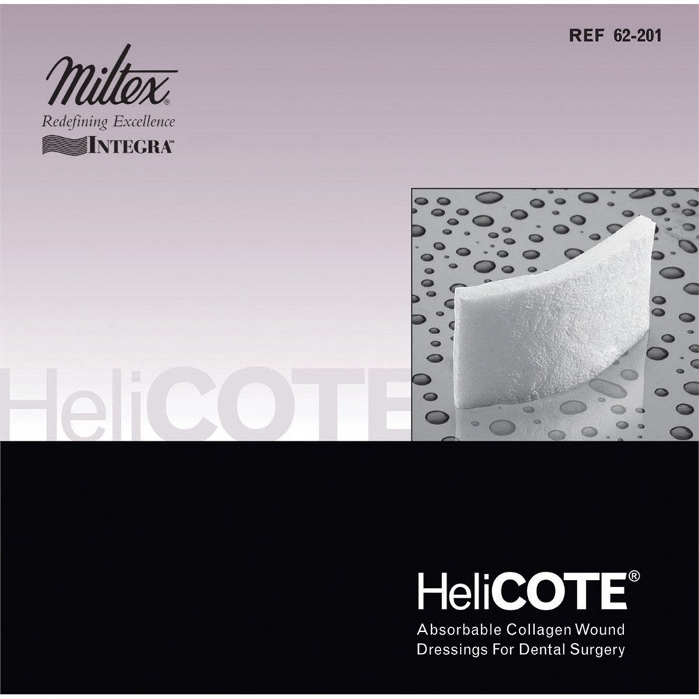 INTEGRA HeliCOTE Absorbable Collagen Wound Dressing for Dental Surgery, 3/4" x 1.5" (1.9 cm x 3.8 cm). MPN: 62-201