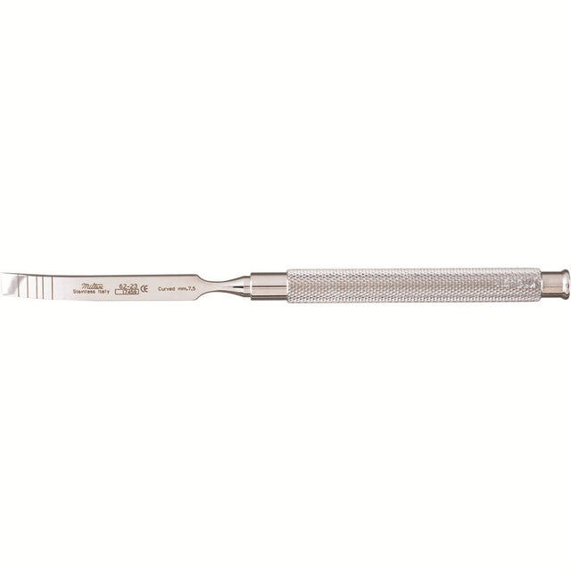 MILTEX Graduated Chisel, (7-10-13-15-18 mm markings), Curved, Length= 7" (178 mm), Width= 7.5 mm. MPN: 62-23