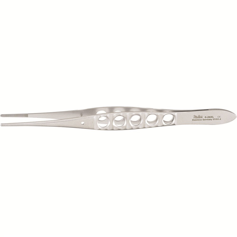 MILTEX Dressing Forceps, delicate pattern, lightweight with fenestrated handles, 5-1/2", serrated tips. MPN: 6-28XL