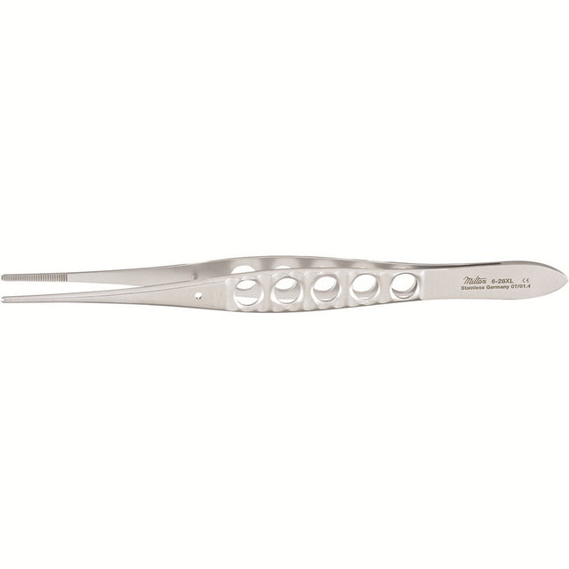 MILTEX Dressing Forceps, delicate pattern, lightweight with fenestrated handles, 5-1/2", serrated tips. MPN: 6-28XL