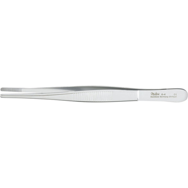 MILTEX Dressing Forceps, standard pattern serrated handles, 4-5/8" (118mm), serrated tips. MPN: 6-4